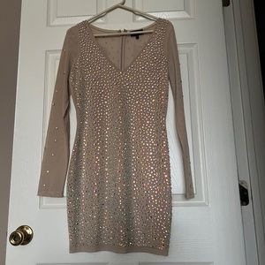 Rhinestoned long sleeve mini dress